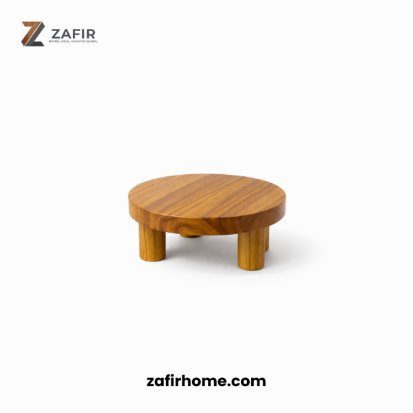 Talenan Kayu Jati III Duduk Bulat Food Grade Plating Board Diameter 20 cm Zafir Home