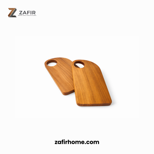 Talenan Kayu Jati V Circle Handle Food Grade Cutting Board 20x15 cm Zafir Home