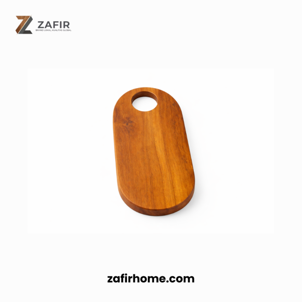 Talenan Kayu Jati VI Oval Food Grade Cutting Board 20x15 cm Zafir Home