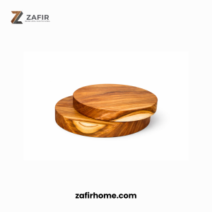 Talenan Kayu Jati VII Bulat Tebal Food Grade Cutting Board Diameter 30 cm Zafir Home