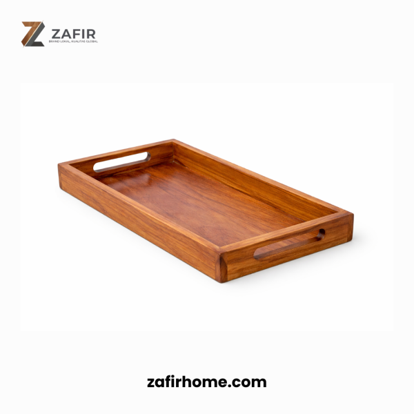 Baki Kayu Jati Persegi Panjang Food Grade Serving Tray 30x17 cm Zafir Home