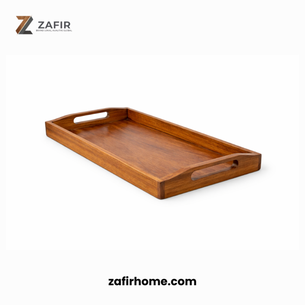 Baki Kayu Jati Persegi Panjang Besar Food Grade Serving Tray 30x40 cm Zafir Home Baki Kayu Jati Persegi Panjang Besar Food Grade Serving Tray 30x40 cm Zafir Home