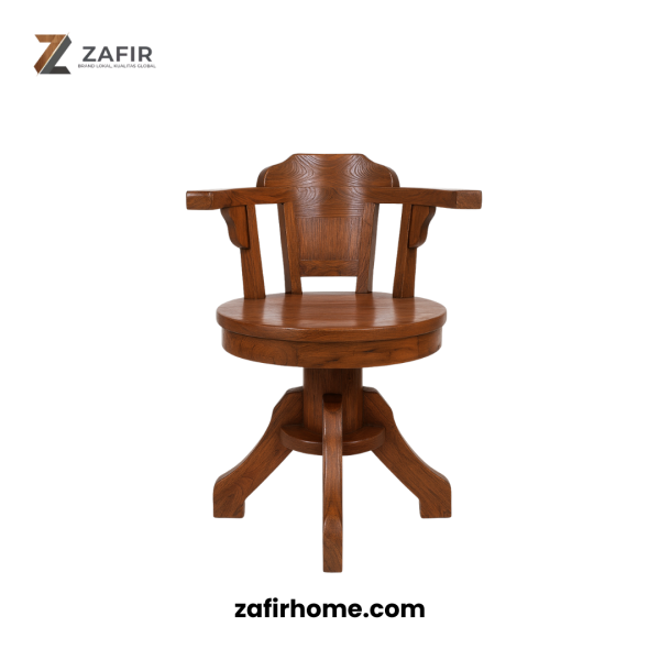 Kursi Bar Putar Kayu Jati Klasik Zafir Chair V