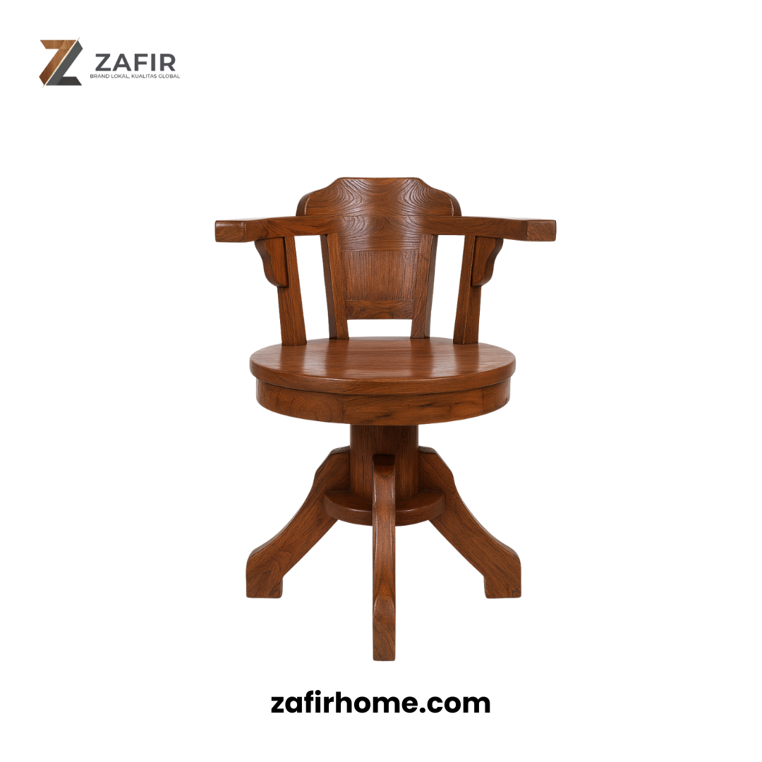 Kursi Bar Putar Kayu Jati Klasik Zafir Chair V