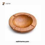 Asbak Kayu Jati Bulat Clear Finish Diameter 12 cm Zafir Home