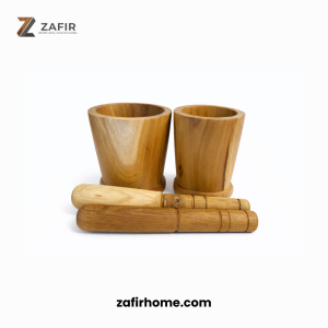 Lumpang & Tumbukan Kayu Jati Set Cobek Food Grade Diameter 12 cm Zafir Home