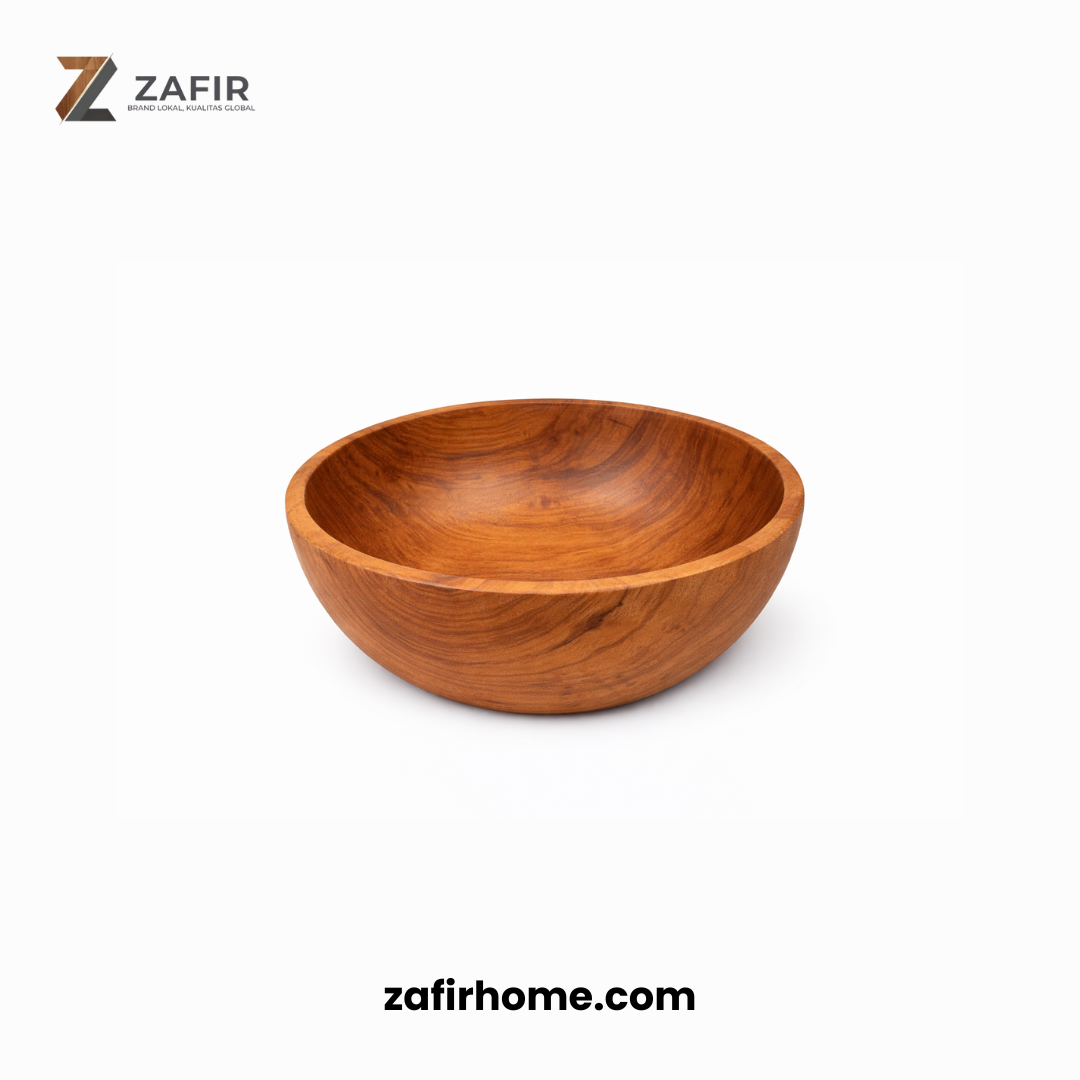 Mangkuk Kayu Jati Food Grade Wooden Bowl Minimalis Diameter 15 cm Zafir Home