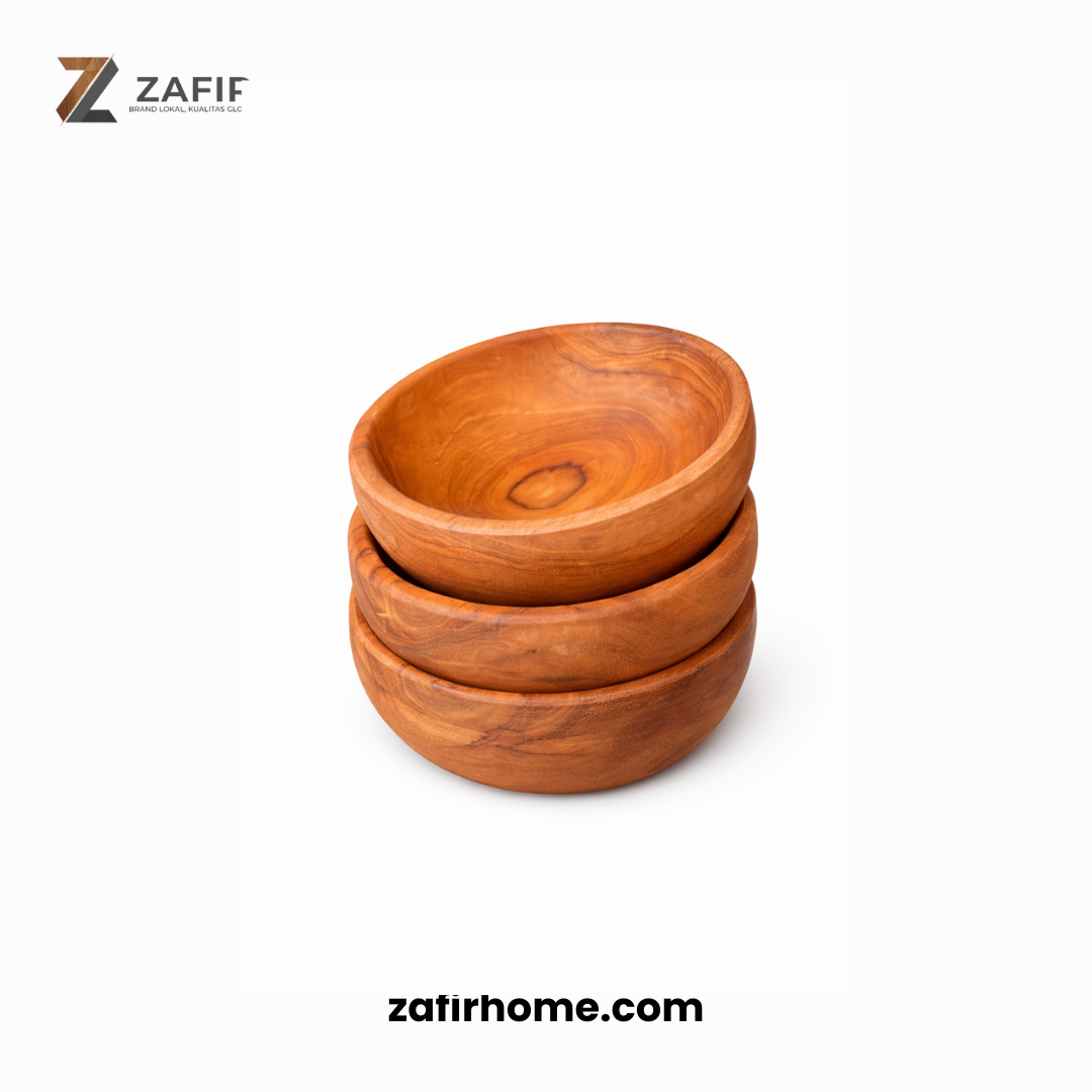 Mangkuk Kayu Jati Food Grade Wooden Bowl Minimalis Diameter 12 cm Zafir Home